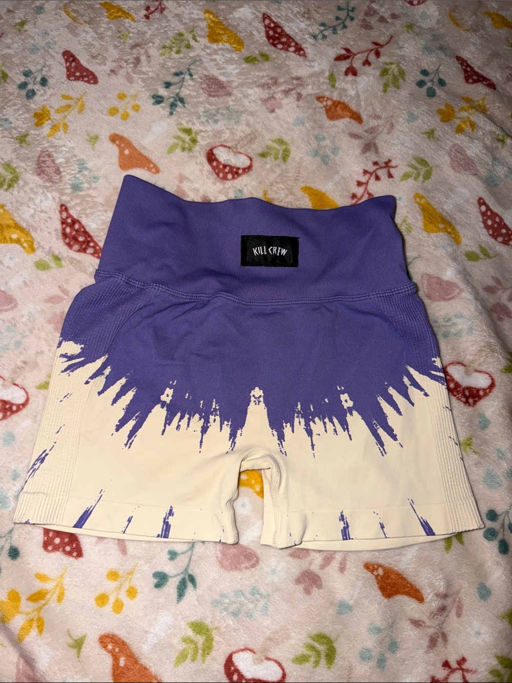 Kill Crew Lilac & Cream Seamless Shatter Biker Shorts